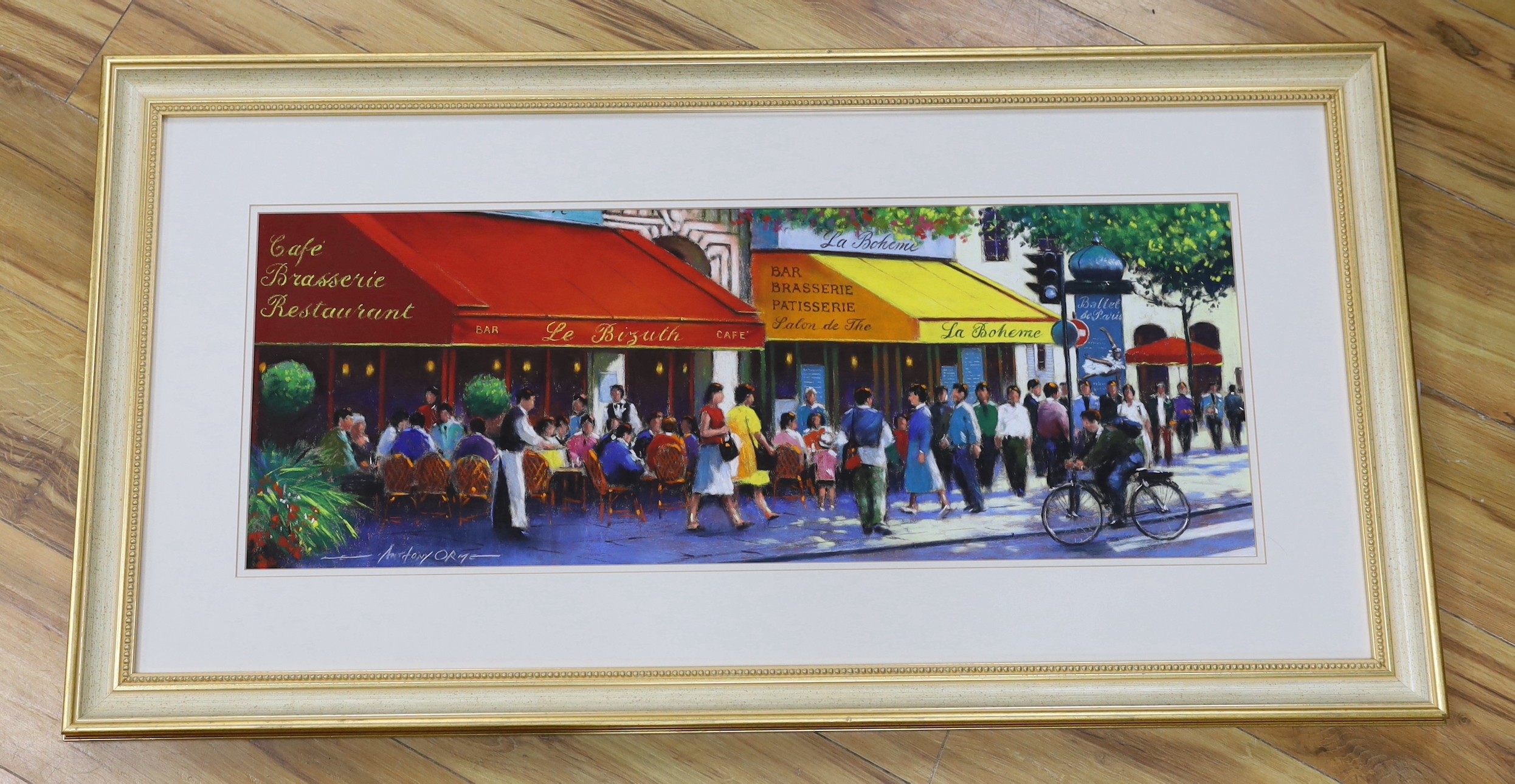 E. Anthony Orme (1945-), pastel, Parisienne boulevard, signed, 29 x 78cm